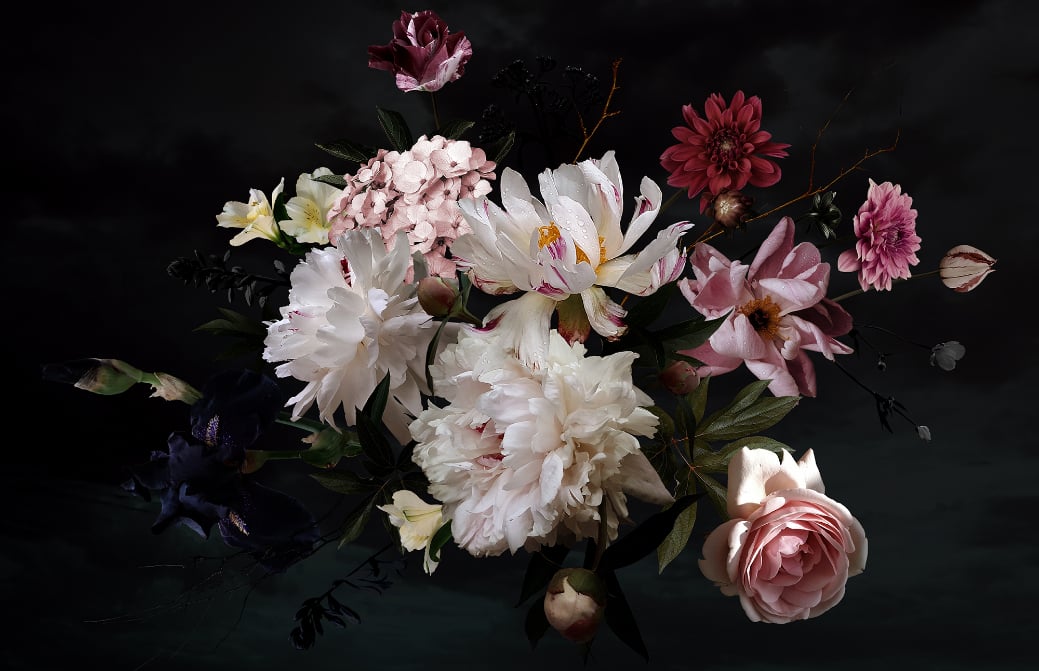 Beautiful Garden Flowers Wallpaper Mural in your room — zoomed