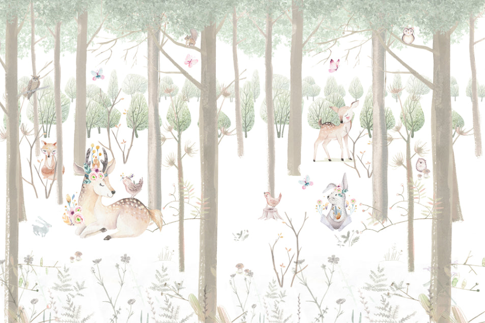 Watercolour Forest Animals Kids Wallpaper Murals