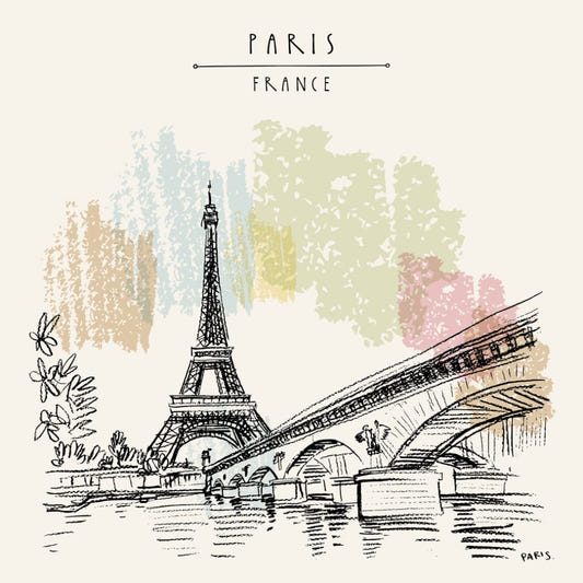 Eiffel Tower drawing wallpaper for walls