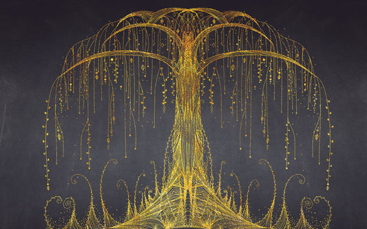 Gold Abstract Ornamental Tree Wall Murals