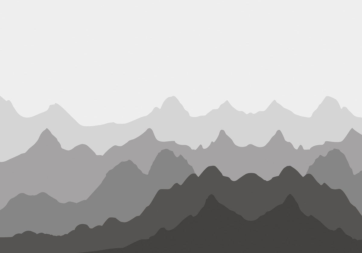 Grey Silhouettes Mountains Wallpaper Murals in your room