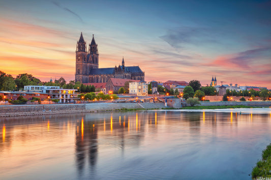 Cityscape Magdeburg Germany Elbe River Wallpaper Wall Mural