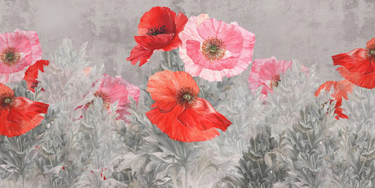 Watercolor Red and Pink Flower Wallpaper