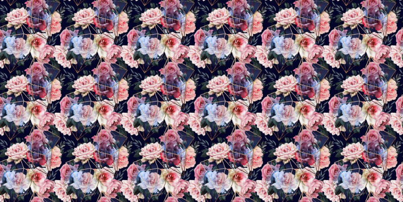 Floral Design Gold Lines Wallpaper in your room — zoomed