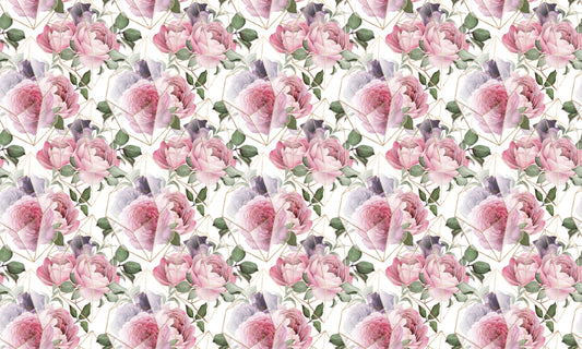 Pink Watercolor Flower Repeat Pattern Wallpaper For Walls