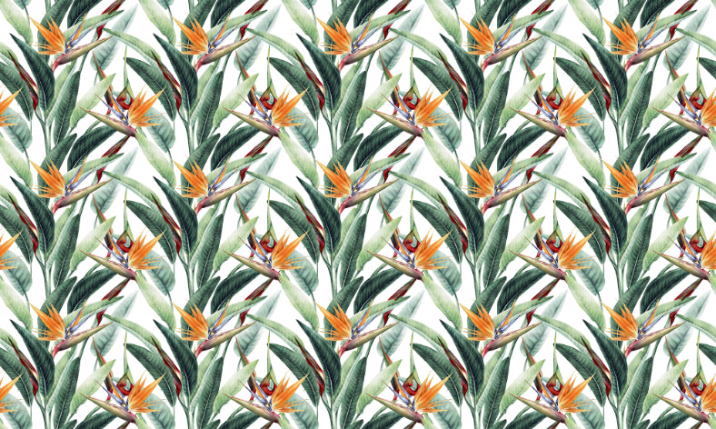 Watercolor Green Tropical Leaves Custom Made Wallpaper in your room — zoomed