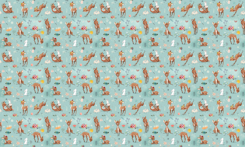 Little Deer and Hare Kids Room Wallpaper in your room — zoomed