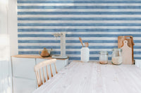 Blue and White Striped Wallpaper