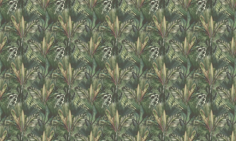Tropical Leaves Hand Drawn Watercolor Wallpaper in your room — zoomed