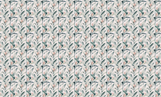 Tropical Palm Leaves White Repeat Pattern Wallpaper