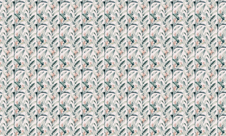 Tropical Palm Leaves White Repeat Pattern Wallpaper in your room