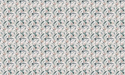 Tropical Palm Leaves White Repeat Pattern Wallpaper