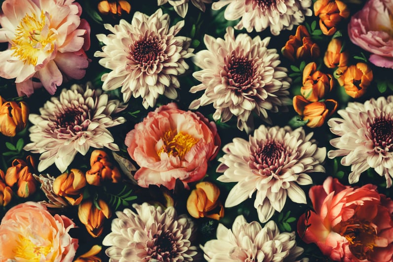 Beautiful Bouquet Flower Wallpaper in your room — zoomed