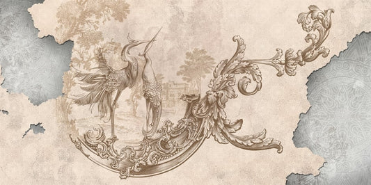 Rococo Beige Color Vintage Design Wallpaper Murals