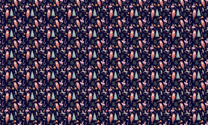 Festive Dancing Dolls Christmas Wallpaper for Kids in your room