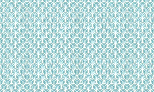 Blue Aesthetic Rainbow Wallpaper – Warm Pastel Freehand Design