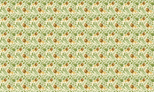 Watercolor Leaves Lion Kids Room Wallpaper For Walls