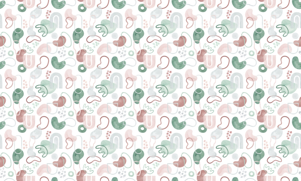 Watercolor Tile Geometric Repeat Pattern Wallpaper in your room — zoomed