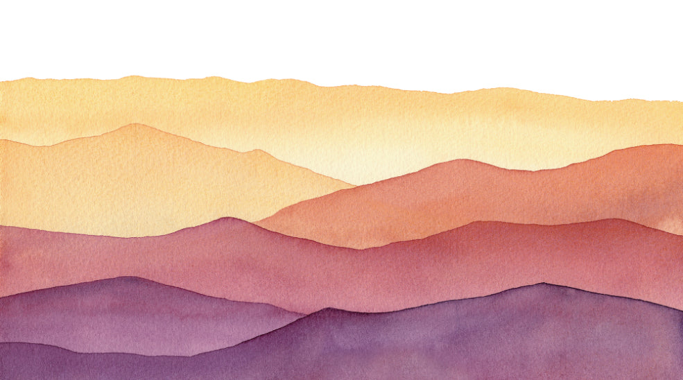 Watercolor Wavy Mountain Hand Drawn Wall Murals in your room — zoomed