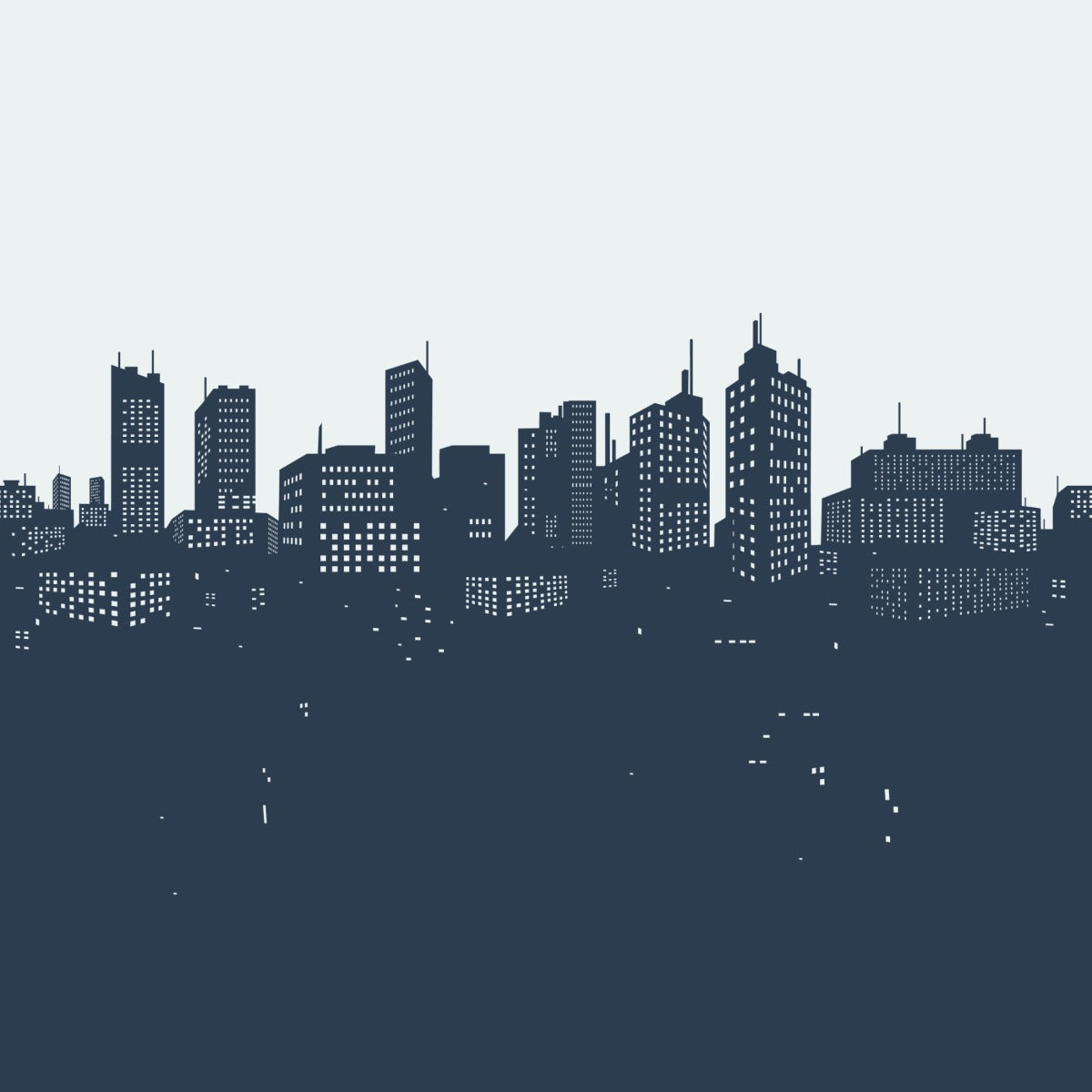 Cityscape Silhouette Wall Mural