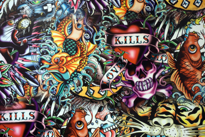 Vibrant Tattoo Style Graffiti Wall Mural in your room — zoomed