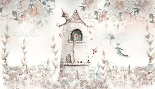 Floral Princess Tower Wallpaper for Kids