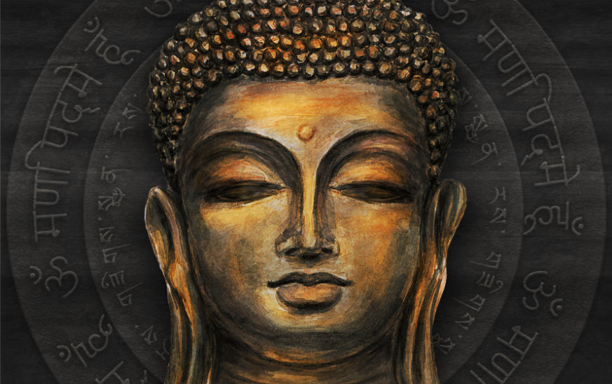 Golden Buddha Script Halo Wall Mural in your room