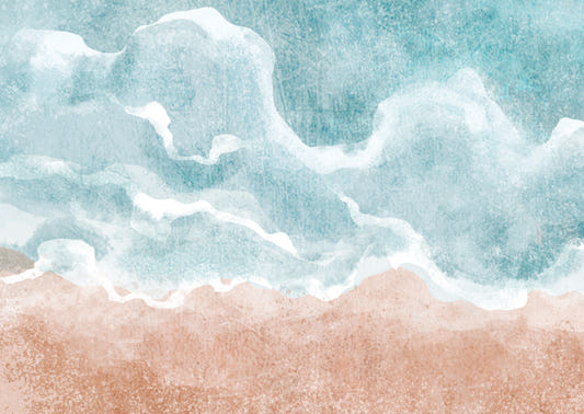 Boho Sea Beach Waves Wall Mural