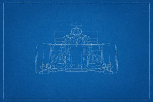 Formula One Car Blueprint Style Wall Mural