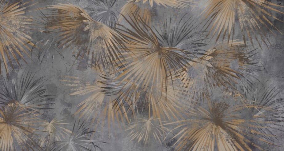 Golden Frond Elegance Wall Mural in your room — zoomed