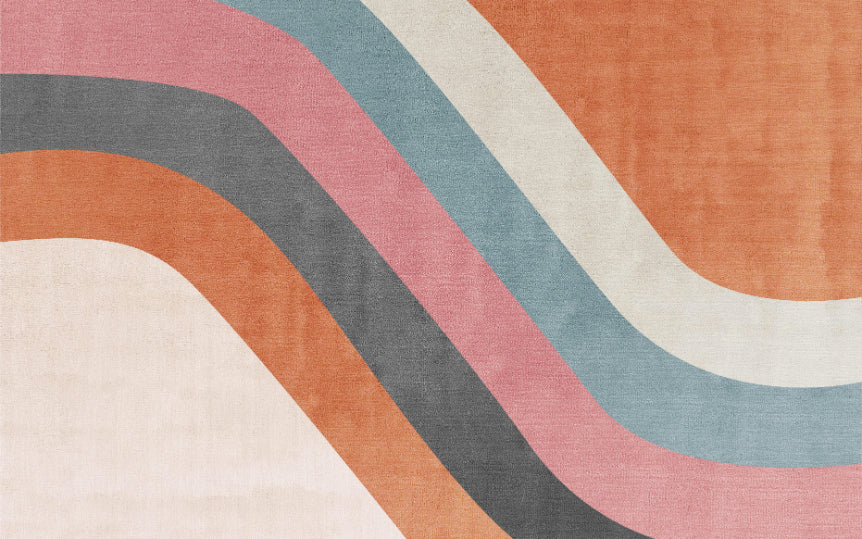 Abstract Waves Wall Mural in your room — zoomed
