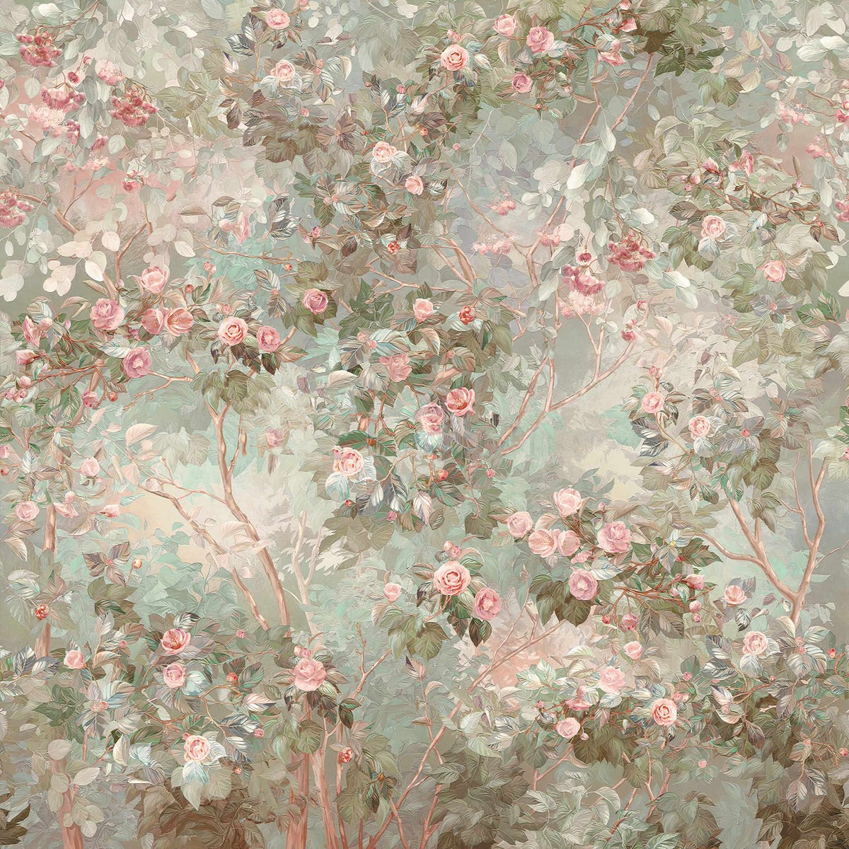 Rose Arboreal Elegance Wall Mural in your room — zoomed