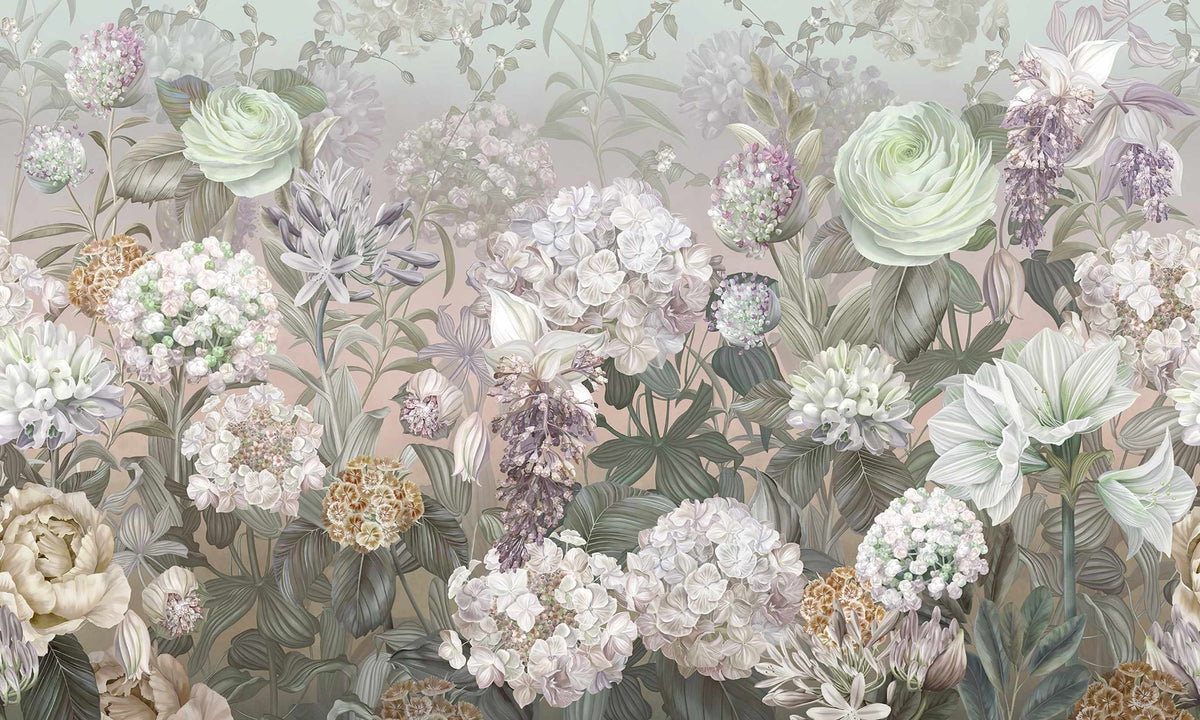 Nordic Nectar Blossom Wall Mural in your room — zoomed
