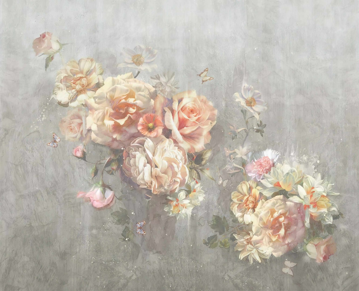 Romantic Rendezvous Blooms Butterflies Wall Mural in your room