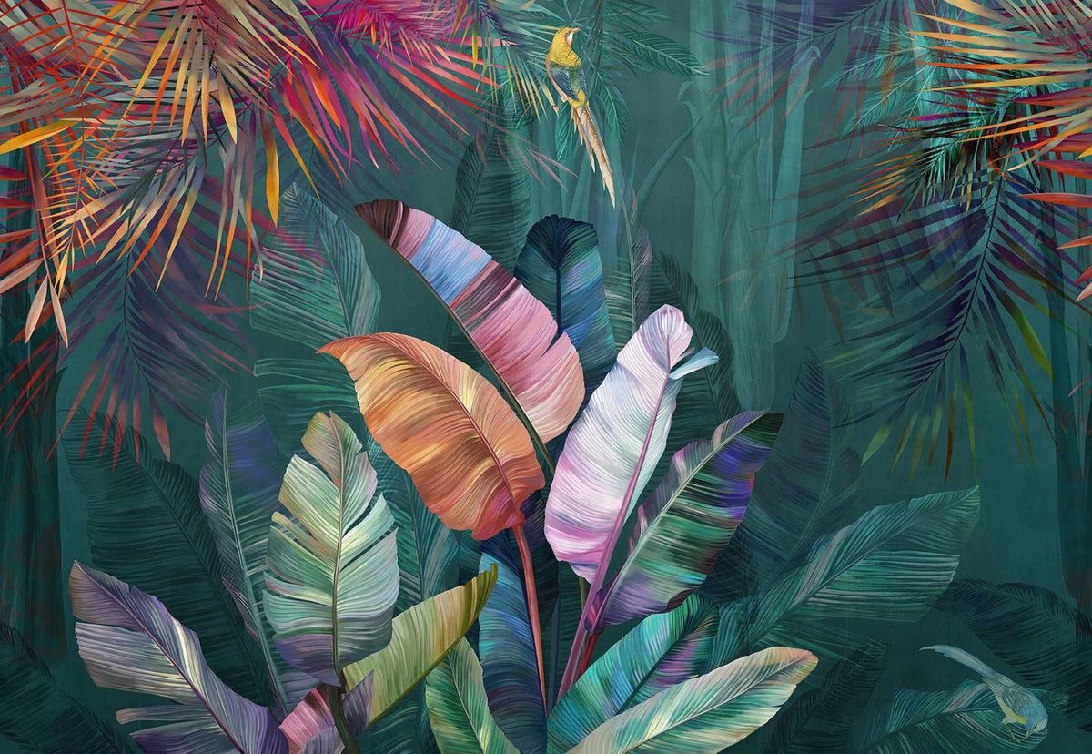 Island Breeze Leaf Extravaganza Wall Mural in your room — zoomed