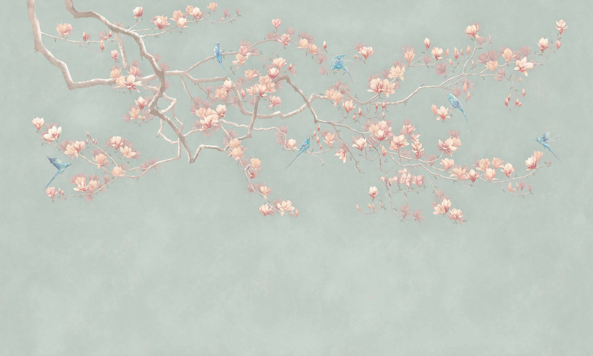 Emerald Echoes Chinoiserie Bird Wall Mural in your room
