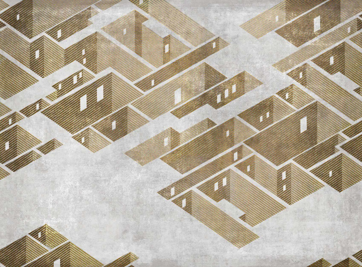 Cityscape Axonometric View Wallpaper Mural in your room