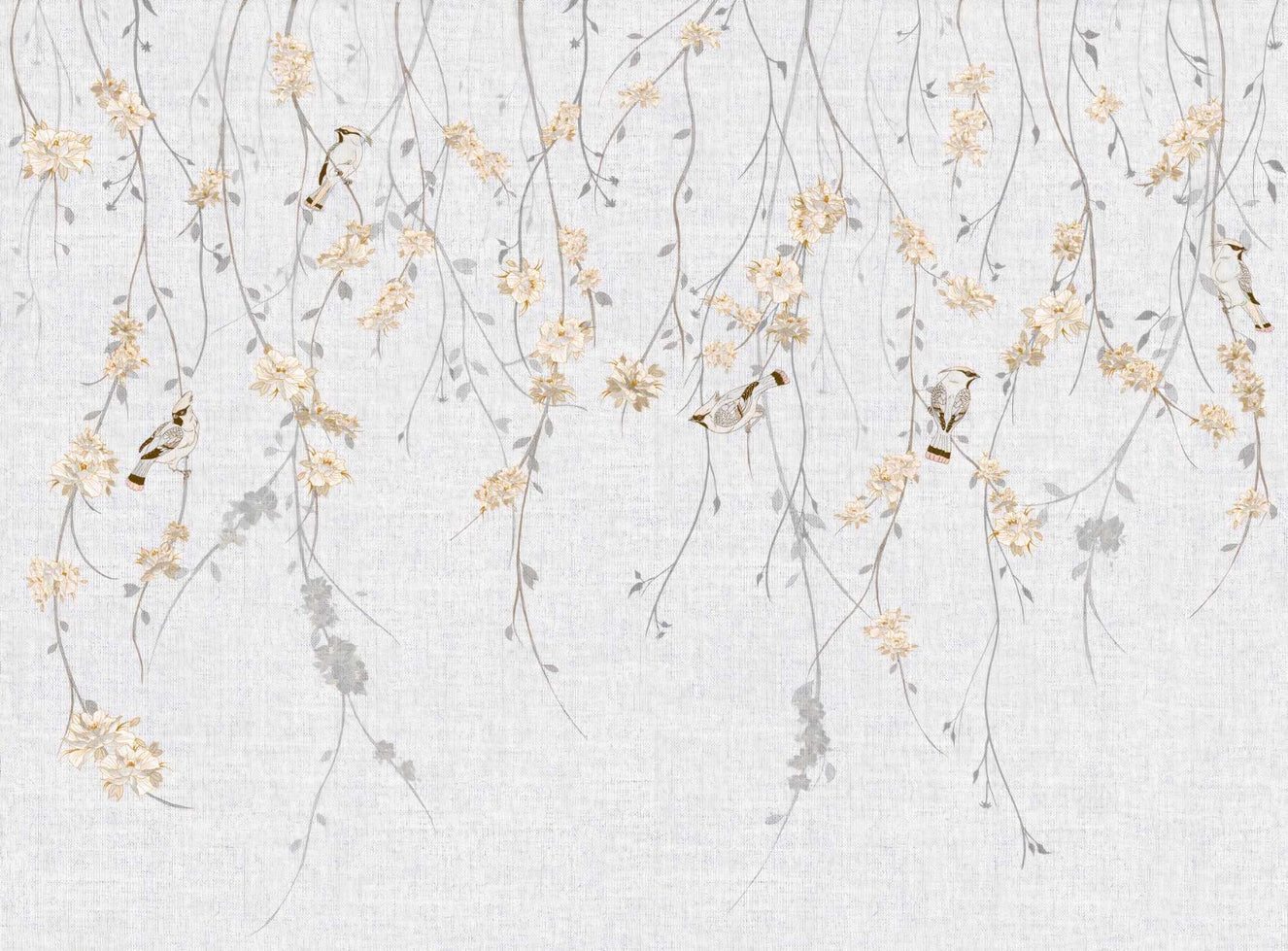 Avian Elegance Leafy Branch Wall Mural