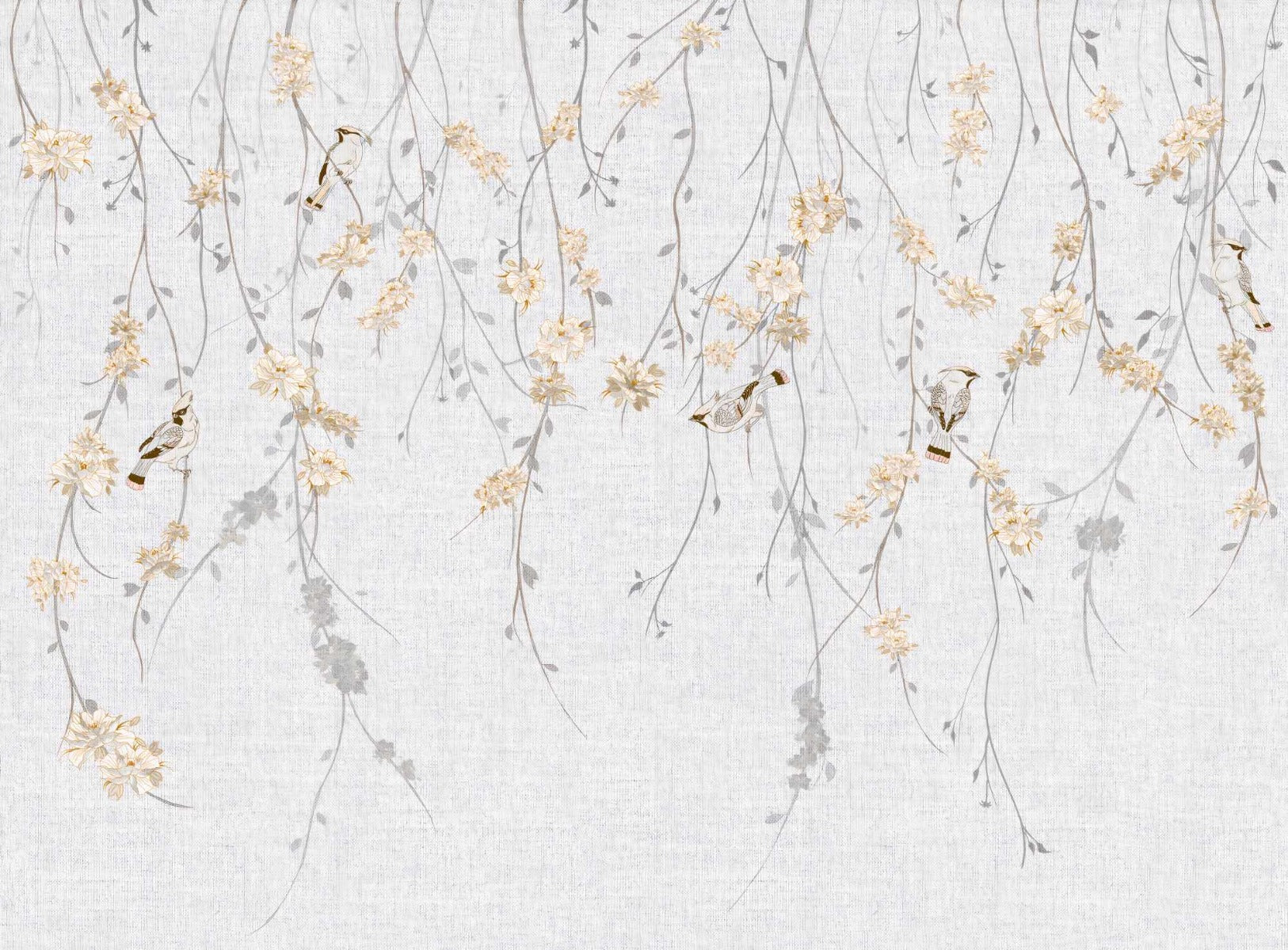 Avian Elegance Leafy Branch Wall Mural