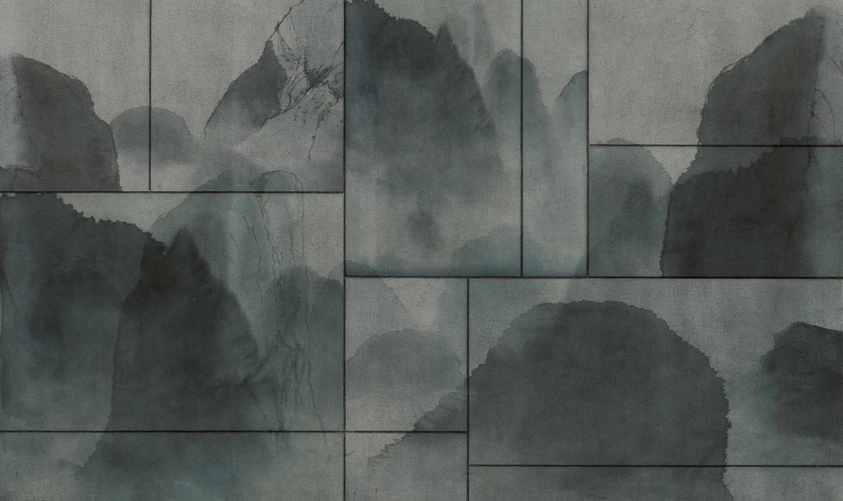 Elysian Dusty Green Nature-Inspired Abstract Landscape Mural in your room