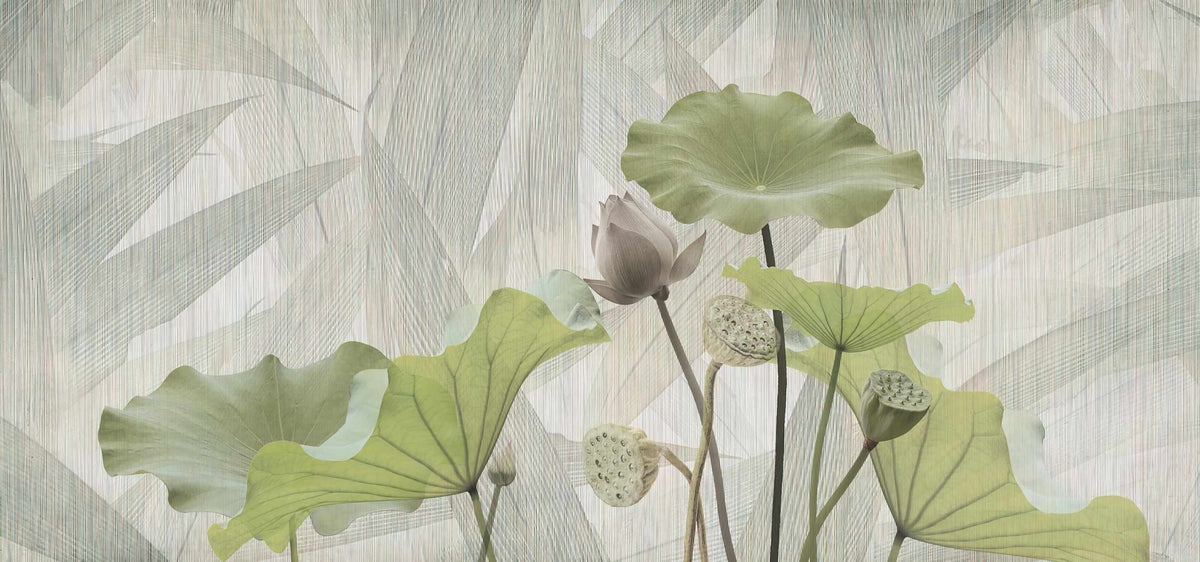 Green Haven Lotus Wallpaper Mural in your room