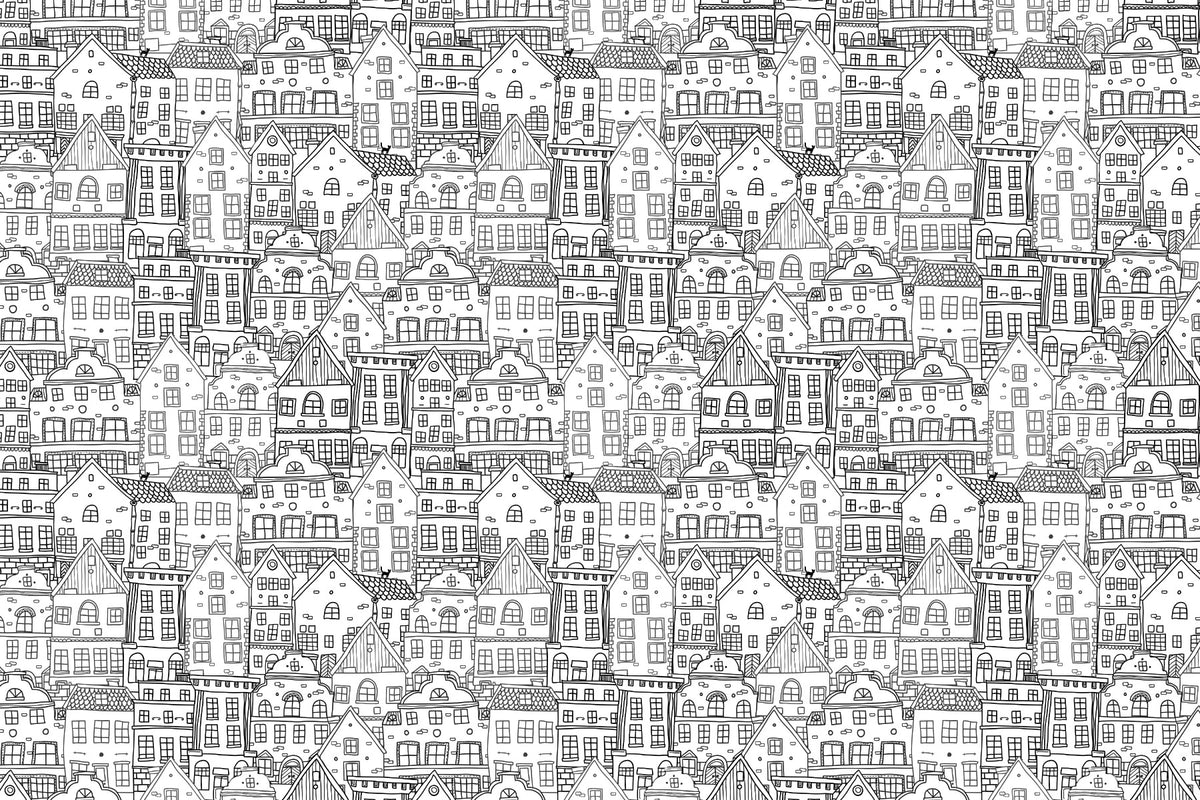 Abstract Township Wallpaper Mural in your room — zoomed