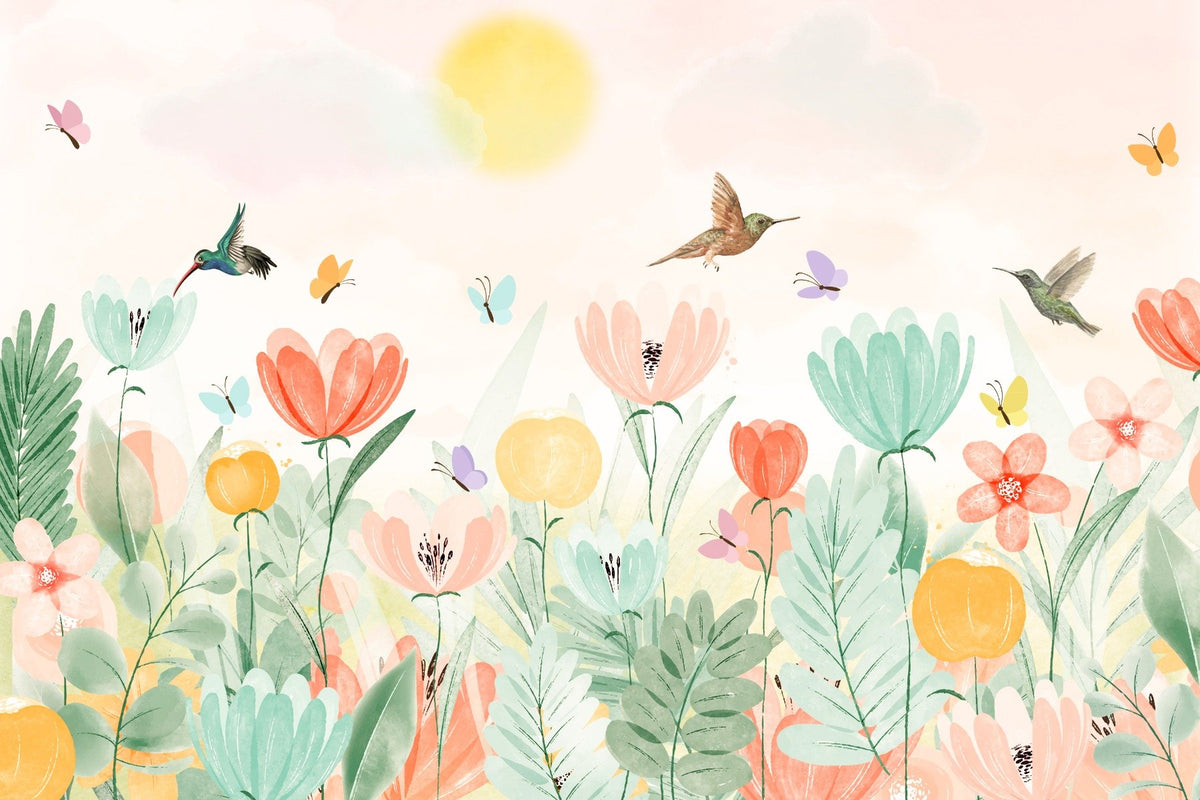 Soft Pastel Spring Garden Mural in your room — zoomed
