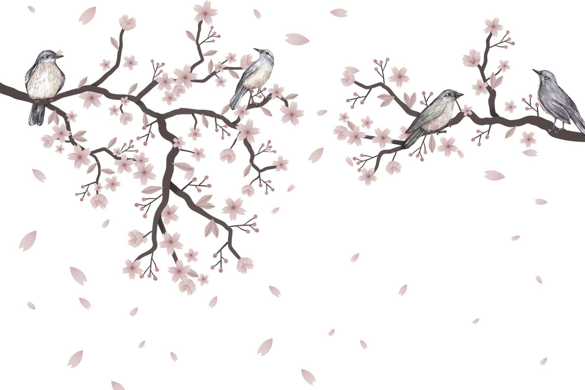 Cherry Blossom Serenade Wall Mural in your room — zoomed