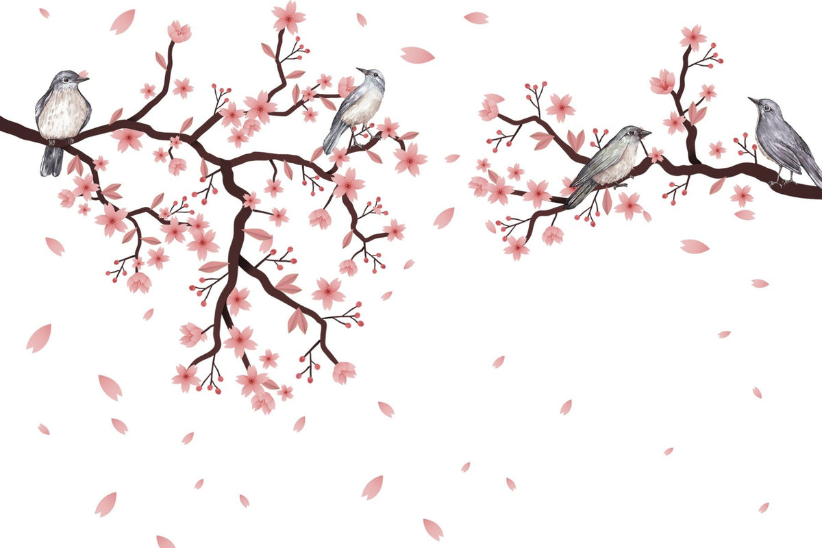 Dawn Chorus Cherry Blossom Wall Mural in your room