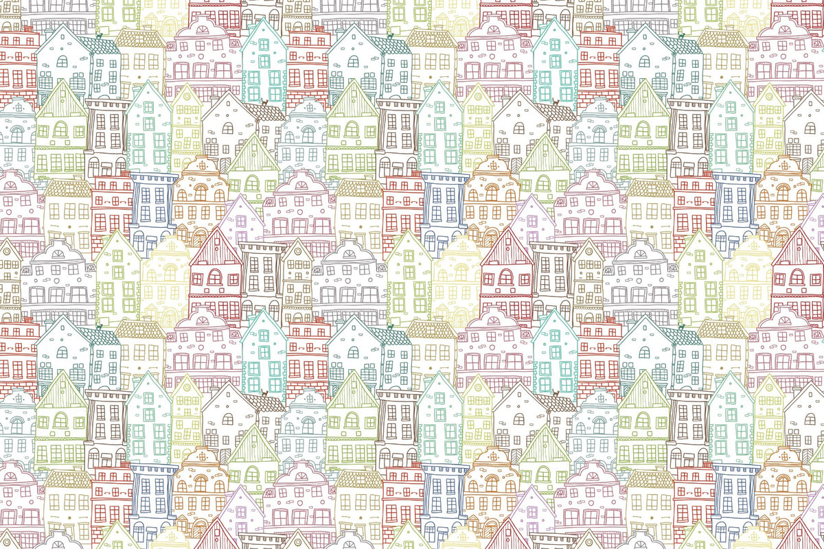 Kaleidoscope Townscape Wall Mural in your room