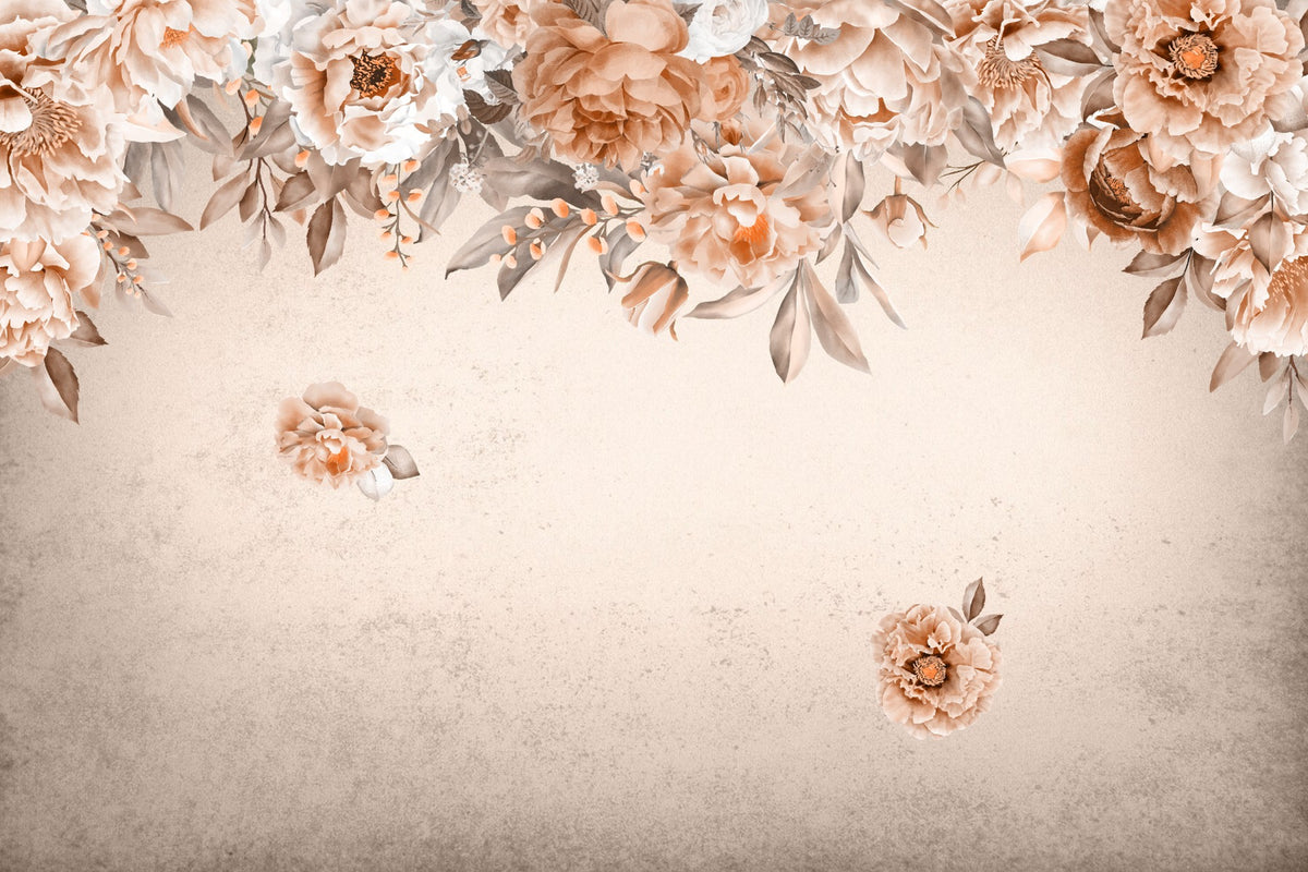 Peach Blossom Elegance Wallpaper Mural in your room — zoomed