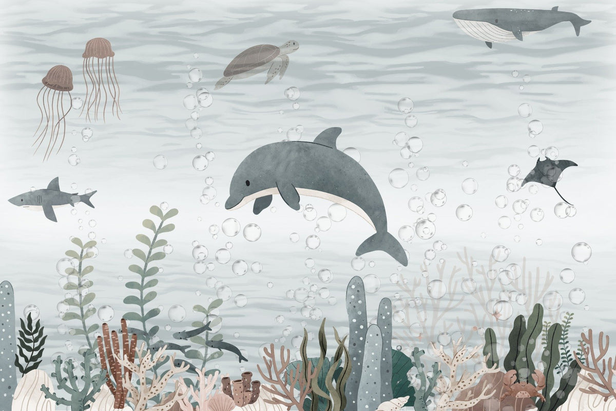 Serene Ocean Life Wallpaper Mural in your room