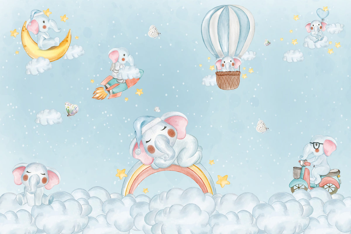 Elephant Cloud Carnival Wall Mural in your room