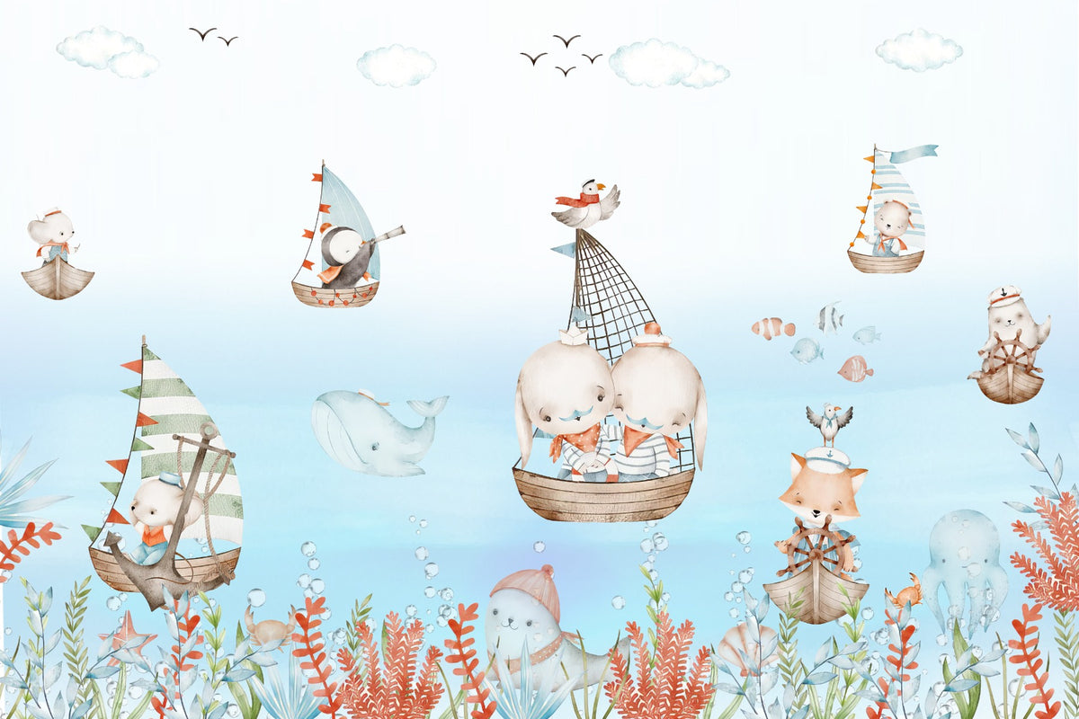 Nautical Nursery Voyage Wall Mural in your room